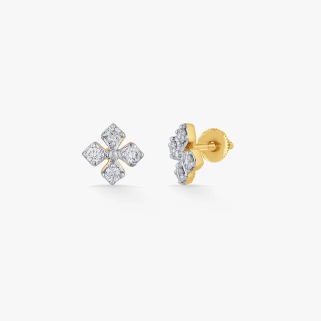 Floral Glint Diamond Stud Earrings