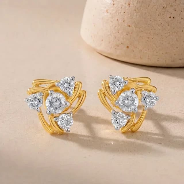 Whirl Cluster Diamond Stud Earrings