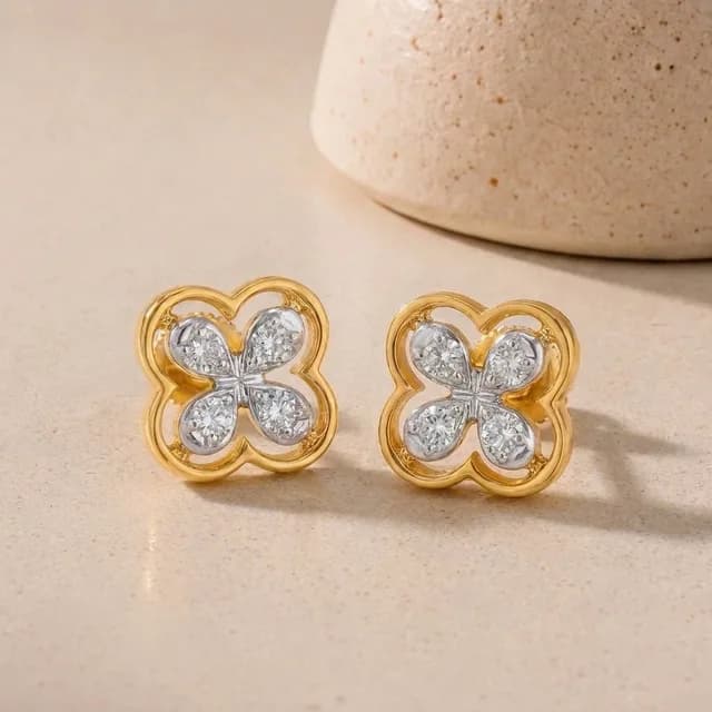 Elegant Floret Diamond Stud Earrings
