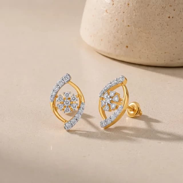 Blooming Whirl Diamond Stud Earrings