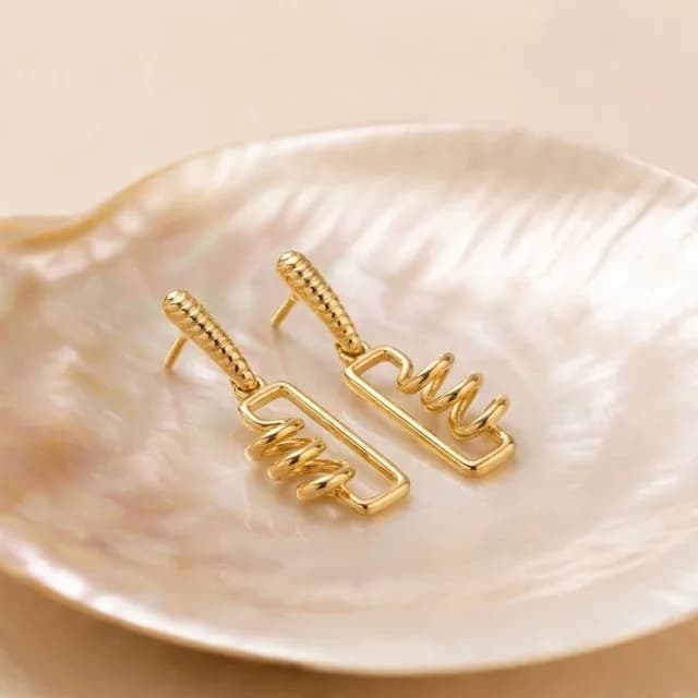 Spiral Drop Gold Earrings