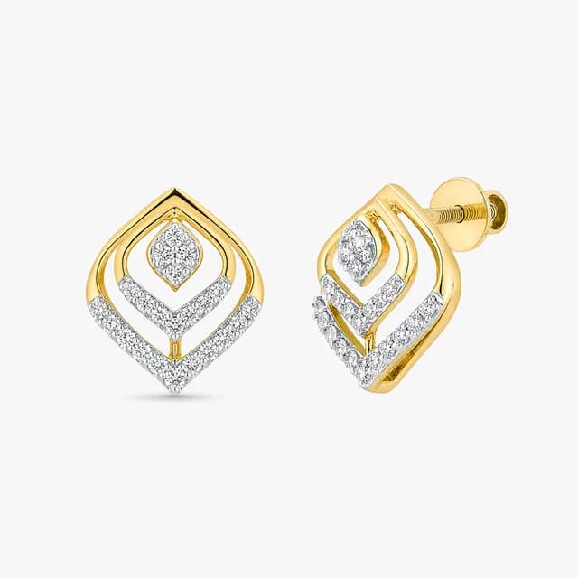 Nested Petal Diamond Stud Earrings
