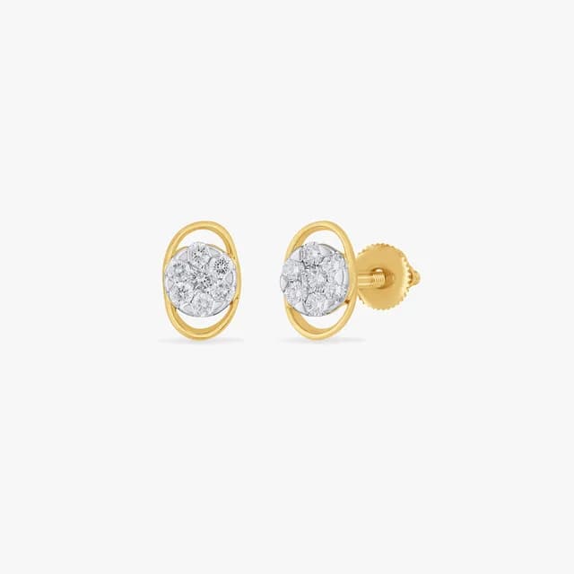 Oval Orbit Diamond Stud Earrings